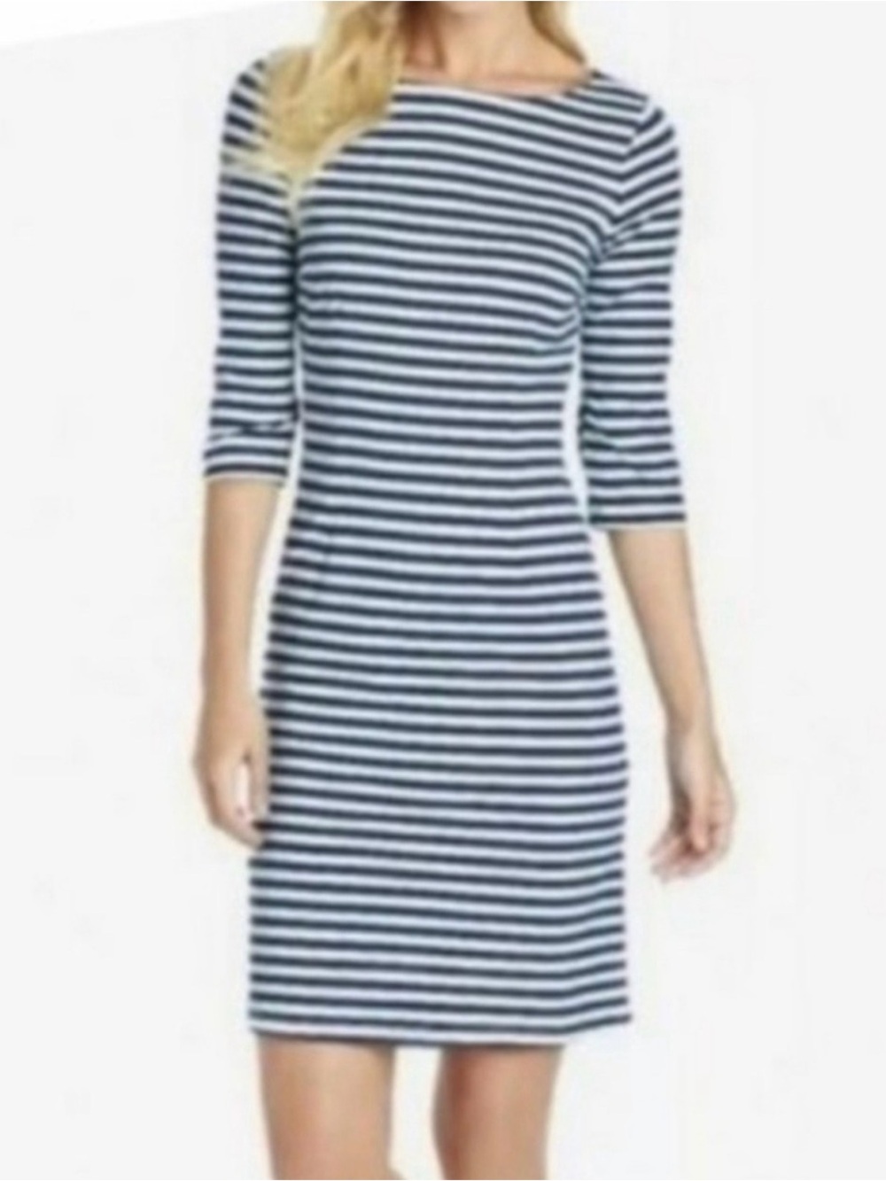 J. McLaughlin Navy and light green  Striped 3/4 Sleeve Dress